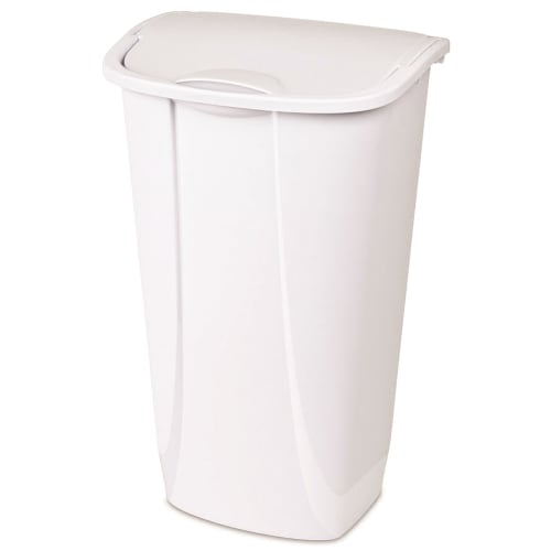 44 Quart Wastebasket with Swing Top Lid, White